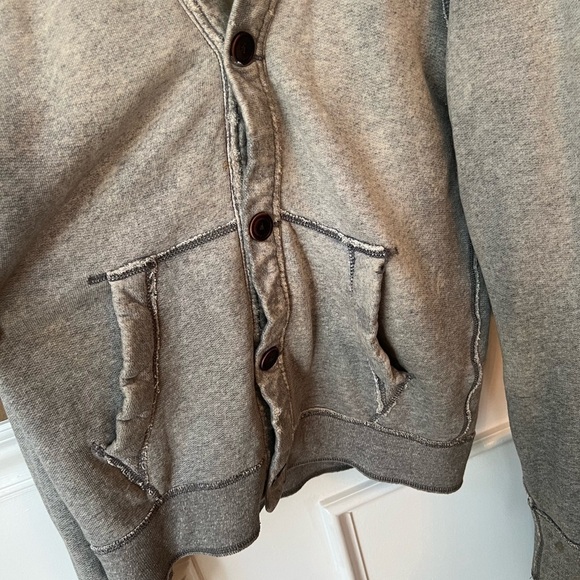Abercrombie & Fitch Muscle Heather Gray Cardigan Sweatshirt Size M Y2K Academia - Picture 2 of 6